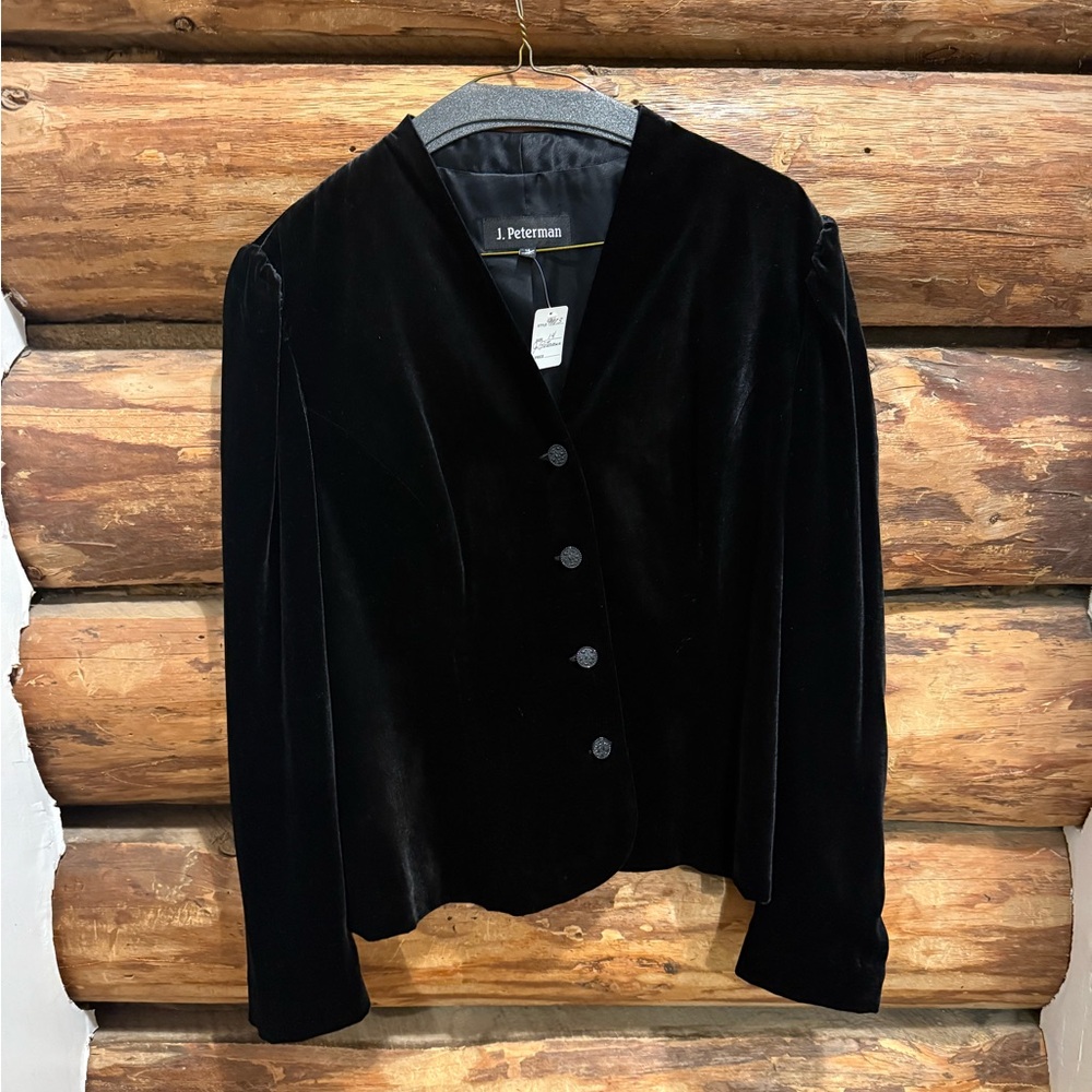NWOT J. Peterman Women's Classic Black Velvet Blazer 14